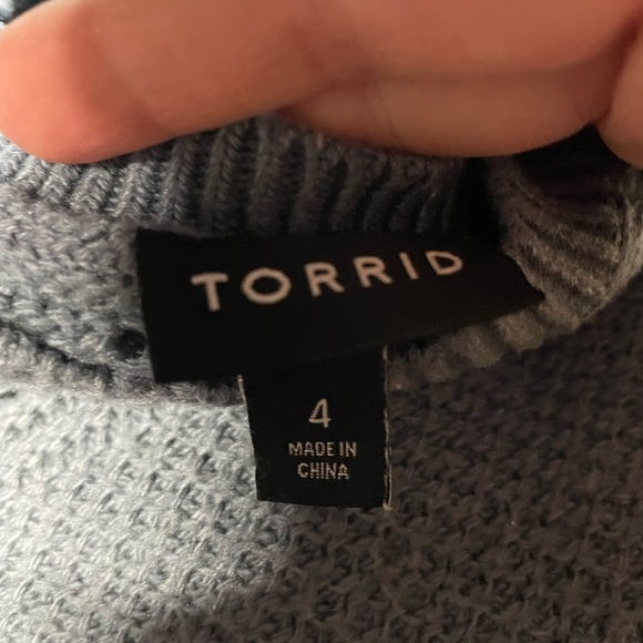 Torrid Pointelle Pullover V-Neck Tunic Sweater icy blue gray women’s size 4 / 4x - Picture 5 of 7